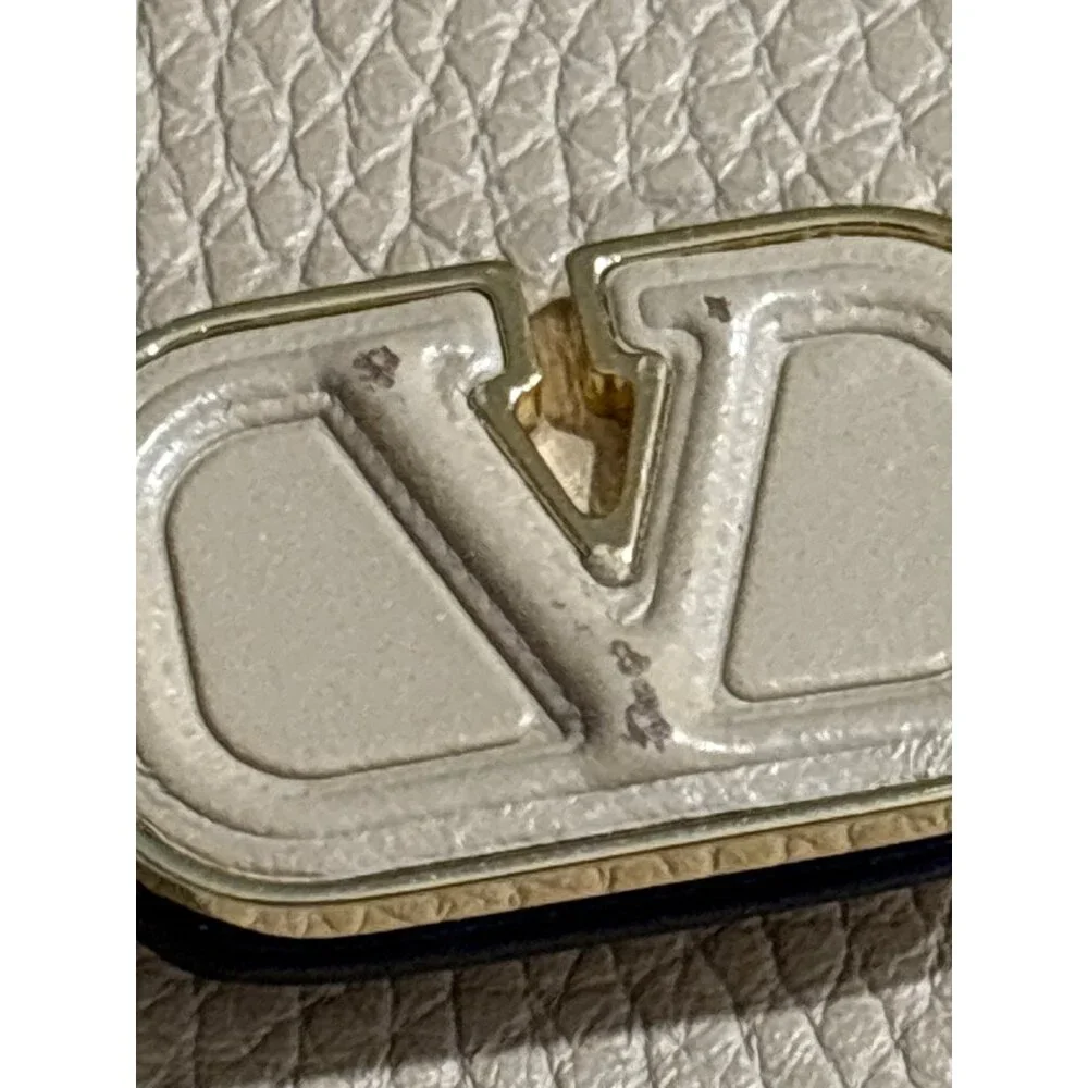 Valentino Garavani V Logo Card Case in Cappuccino Womens Leather Wallet